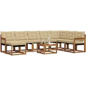 vidaXL Buiten bank set 9 st Natuurlijk en Beige