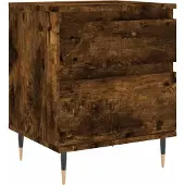 vidaXL Nachtkastje 40x35x50 cm bewerkt hout gerookt eikenkleurig