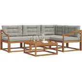 vidaXL Buiten bank set 5 st Natuurlijk en Licht Grijs