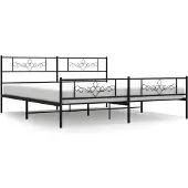 vidaXL Bedframe met hoofd- en voeteneinde metaal zwart 200x200 cm