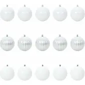 vidaXL Kerstbal Set XL 15 st Wit Ø 10 cm Kunststof LED's