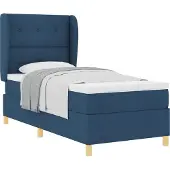 vidaXL Boxspring bed met hoofdeinde Blauw 190 x 90 cm Stof