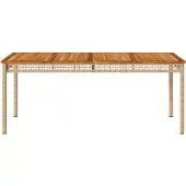 vidaXL Tuintafel 180x90x75 cm poly rattan en acaciahout beige