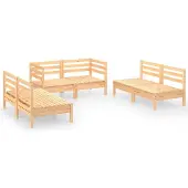vidaXL 6-delige Loungeset massief grenenhout