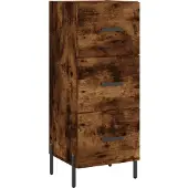 vidaXL Hoge kast 34,5x34x180 cm bewerkt hout gerookt eikenkleurig