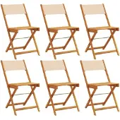vidaXL Tuinstoelen 6 st inklapbaar stof en massief hout beige