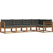 vidaXL Buiten bank set met kussen 5 pcs Natuurlijk en Antraciet