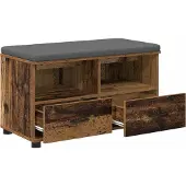 vidaXL Hallenbank Oudhout 80 x 38 x 46 cm Geengineerd Hout en Stof