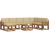 vidaXL Buiten bank set 9 st Natuurlijk en Beige