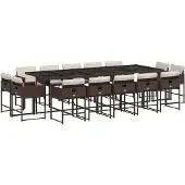 vidaXL 15-delige Tuinset met kussens poly rattan bruin