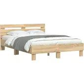 vidaXL Bedframe met hoofdeinde bewerkt hout sonoma eiken 120x190 cm