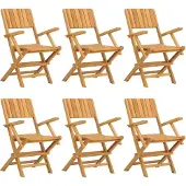 vidaXL Tuinstoelen inklapbaar 6 st 55x61x90 cm massief teakhout