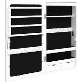 vidaXL sieradenkast met spiegel en ledverlichting voor wandmontage 37,5 x 10 x 67 cm wit