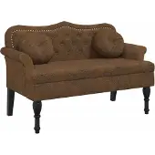vidaXL Bank met kussens bruin 120,5x65x75 cm kunstsuède