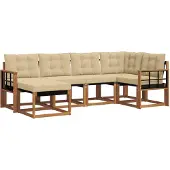 vidaXL Buiten bank set met kussen 6 pcs Natuurlijk en Beige