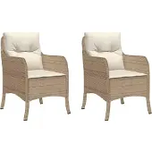 vidaXL Tuinstoelen 2 st met kussens poly rattan beige