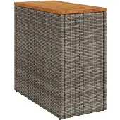 vidaXL Tuinbijzettafel met glazen blad 58x27,5x55 cm poly rattan grijs