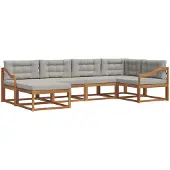 vidaXL Buiten bank set 6 st Naturel en lichtgrijs