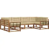 vidaXL Buiten bank set 6 st Natuurlijk en Beige