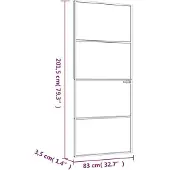 vidaXL Binnendeur 83x201,5 cm gehard glas en aluminium smal wit