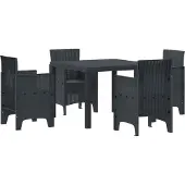 vidaXL Tuin Eettafel Set 5 st Antraciet Polypropyleen