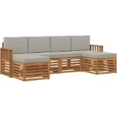 vidaXL Buiten bank set 6 st Natuurlijk en Licht Grijs