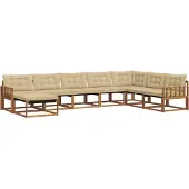 vidaXL Buiten bank set 8 st Natuurlijk en Beige Massief Acacia Hout