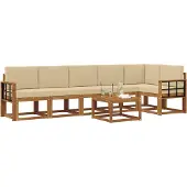 vidaXL Buiten bank set 7 st Natuurlijk en Beige