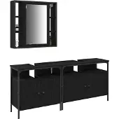 vidaXL Badkamermeubels 3 st Zwart 80 x 30 x 60 cm Bewerkt hout
