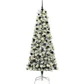 vidaXL Kunstmatige Hinged Kerstboom met 300 LED Groen en Wit 240 cm