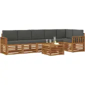 vidaXL Buiten bank set 7 st Natuurlijk en Antraciet Polyester