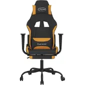 vidaXL Gamestoel met voetensteun stof zwart en oranje