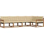 vidaXL Buiten bank set 5 st Natuurlijk en Beige