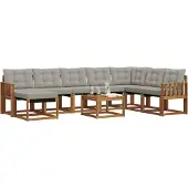vidaXL Buiten bank set 9 st Naturel en lichtgrijs