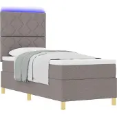 vidaXL LED Box Spring Bed met hoofdeinde Taupe 80 x 200 cm Stof