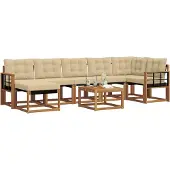 vidaXL Buiten bank set 8 st Natuurlijk en Beige
