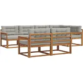 vidaXL Buiten bank set 8 st Naturel en lichtgrijs