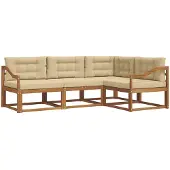 vidaXL Buiten bank set 4 st Natuurlijk en Beige