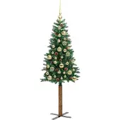 vidaXL Slanke Kerstboom Groen 150 cm PVC en massief dennenhout