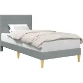 vidaXL Bedframe met hoofdeinde Lichtgrijs 90 x 190 cm Stof