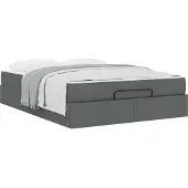 vidaXL Bedframe met matras 2 st Dim Grijs Stof