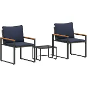 vidaXL Meubelsets 3 st Grijs en Marineblauw Rattan