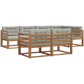 vidaXL Buiten bank set 8 st Naturel en lichtgrijs