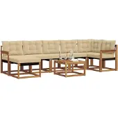 vidaXL Buiten bank set 8 st Natuurlijk en Beige