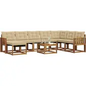 vidaXL Buiten bank set 9 st Natuurlijk en Beige