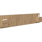 vidaXL Hoofdeinde Met Kast 3 st Artisan Eiken Bewerkt hout