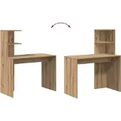 vidaXL Bureau Artisan Eikenhout, 102 x 50 x 124 cm, houtvezel