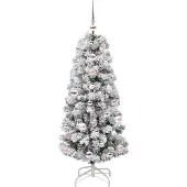 vidaXL Kunstmatige Hinged Kerstboom met 150 LED Groen en Wit 120 cm