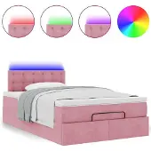 vidaXL Ottoman bed met matras en LED's 120x200cm fluweel roze