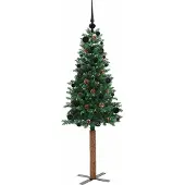 vidaXL Slanke Kerstboom Groen 150 cm PVC en massief dennenhout